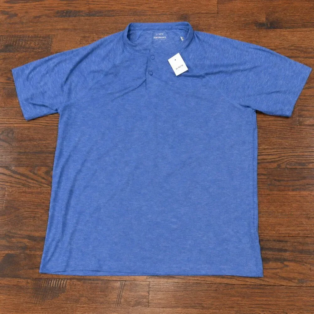 NWT J.Crew Performance Henley Deep Ocean Shirt Mens Size Large